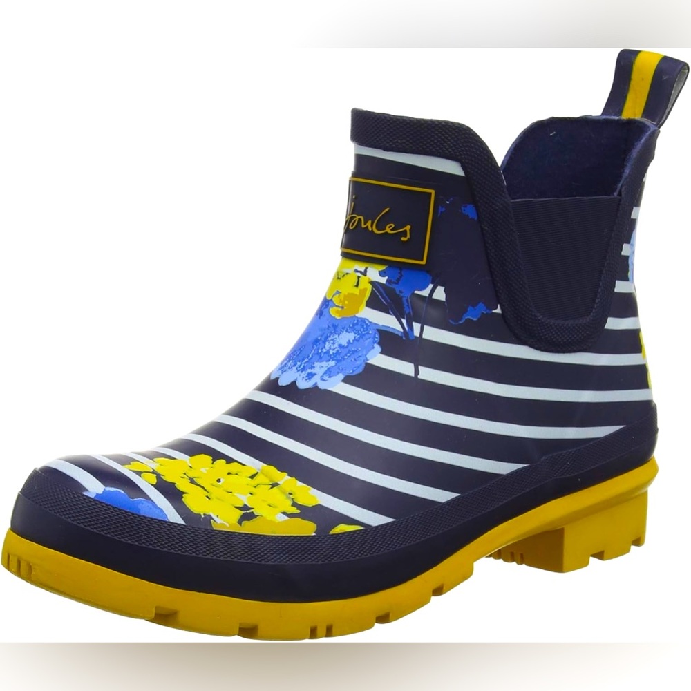 WELLIBOB Joules NAVY FLORAL STRIPE Ankle Boots